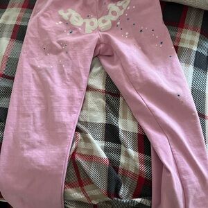 pink sp5der pants